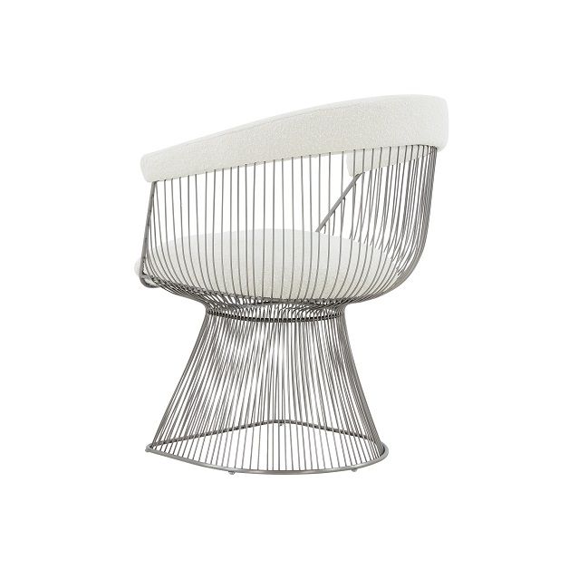 Modrest Chandler - Modern White Sherpa and Matte Silver Dining Chair
