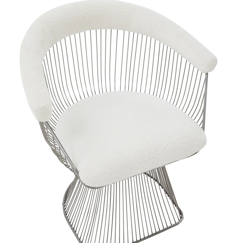 Modrest Chandler - Modern White Sherpa and Matte Silver Dining Chair