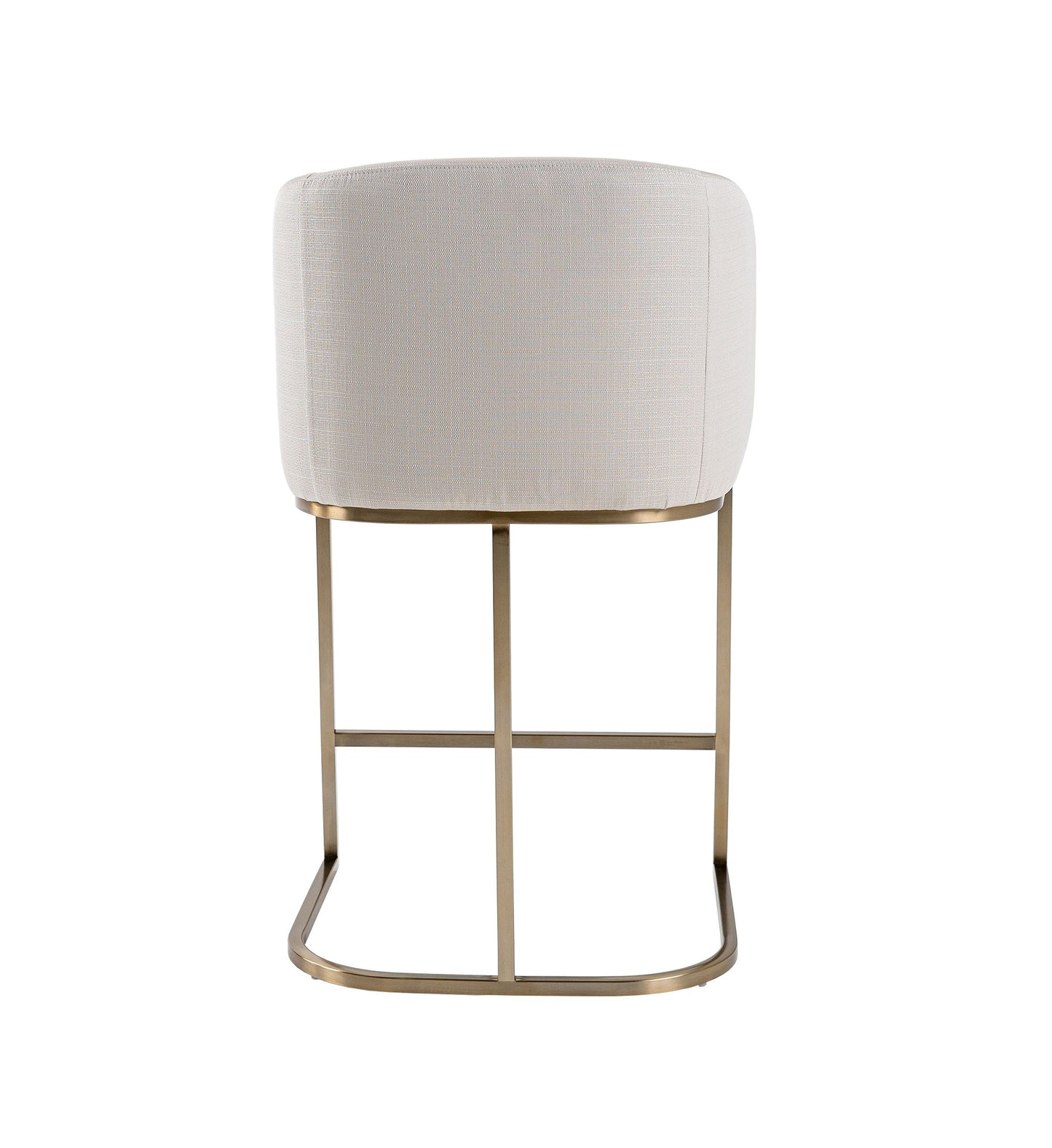 Modrest Yukon Modern Off White Fabric & Brushed Brass Counter Chair - A Chic and Comfortable Addition to Contemporary Spaces, Featuring Elegant Upholstery and Sleek Brushed Brass Accents.