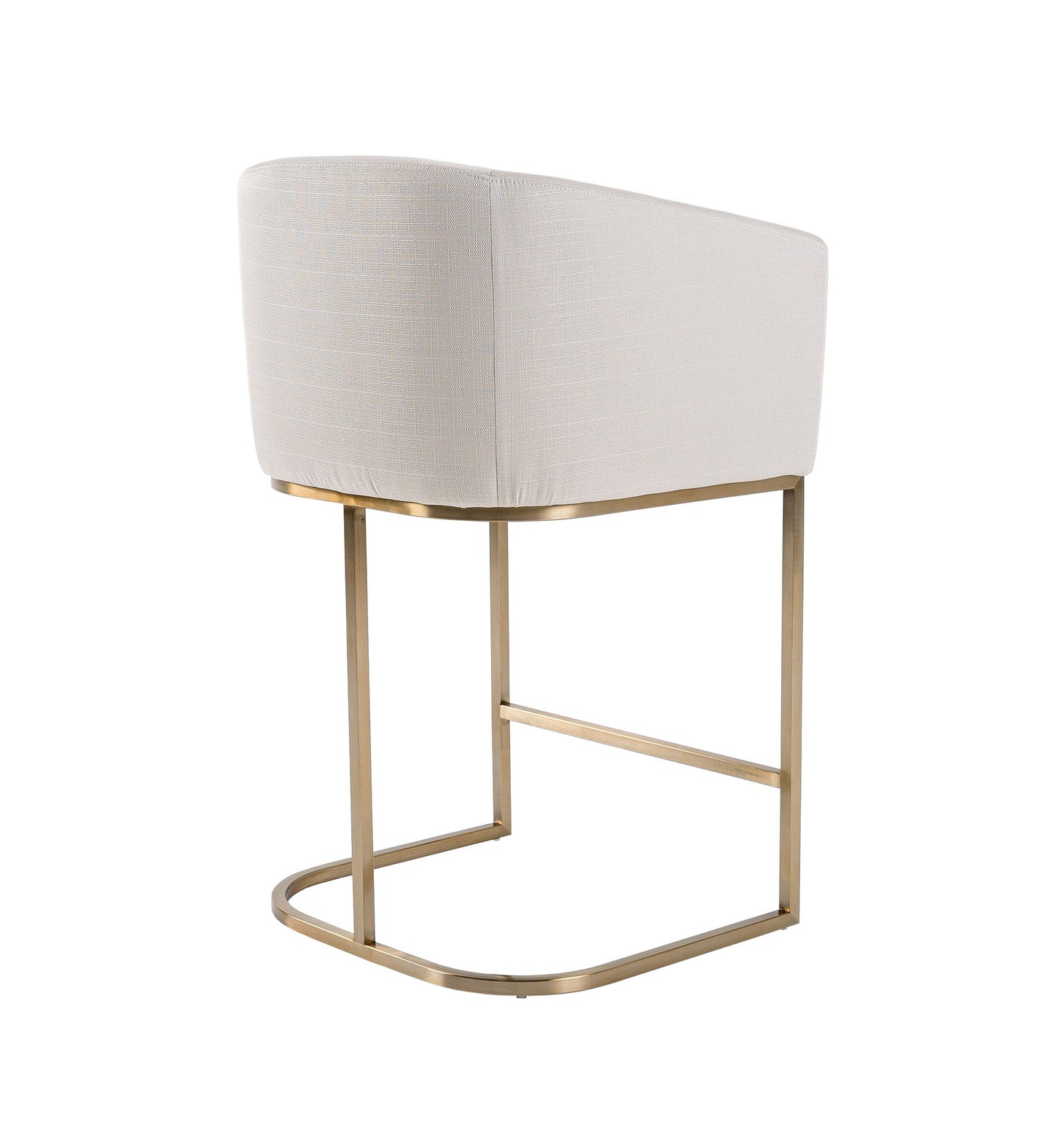 Modrest Yukon Modern Off White Fabric & Brushed Brass Counter Chair - A Chic and Comfortable Addition to Contemporary Spaces, Featuring Elegant Upholstery and Sleek Brushed Brass Accents.