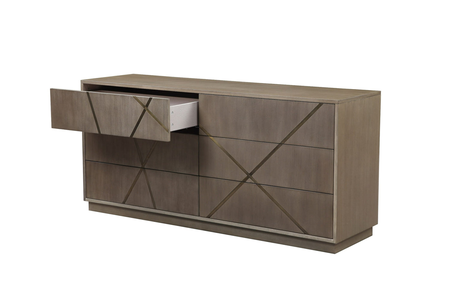 Modrest Nixa - Modern Wide Birch + Brushed Bronze Dresser