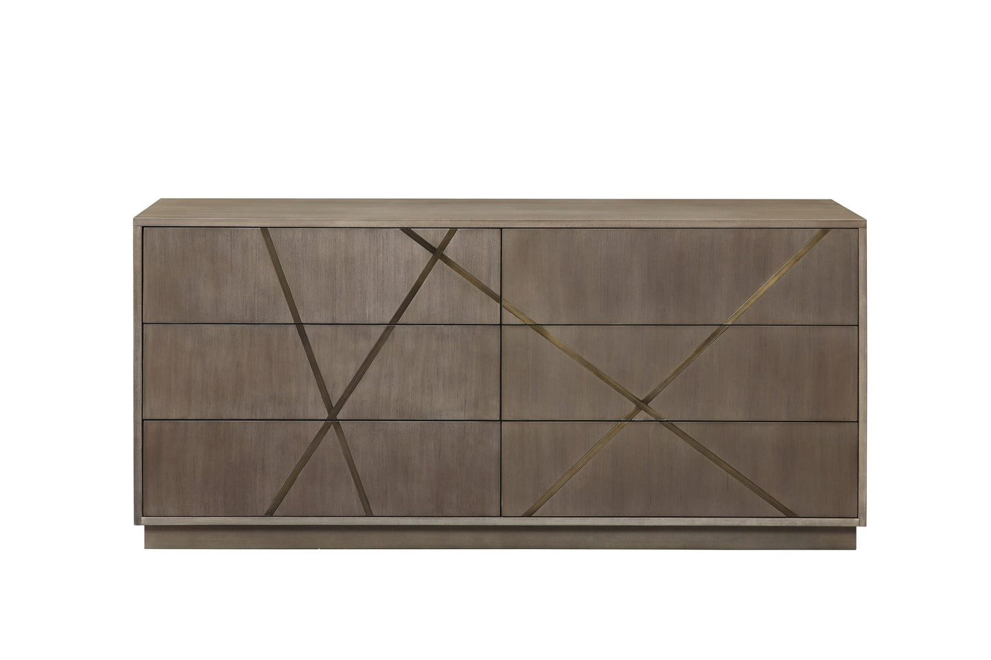 Modrest Nixa - Modern Wide Birch + Brushed Bronze Dresser