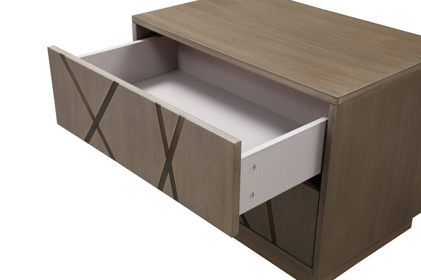 Modrest Nixa - Modern Beige Velvet + Brushed Bronze + Birch Bedroom Set