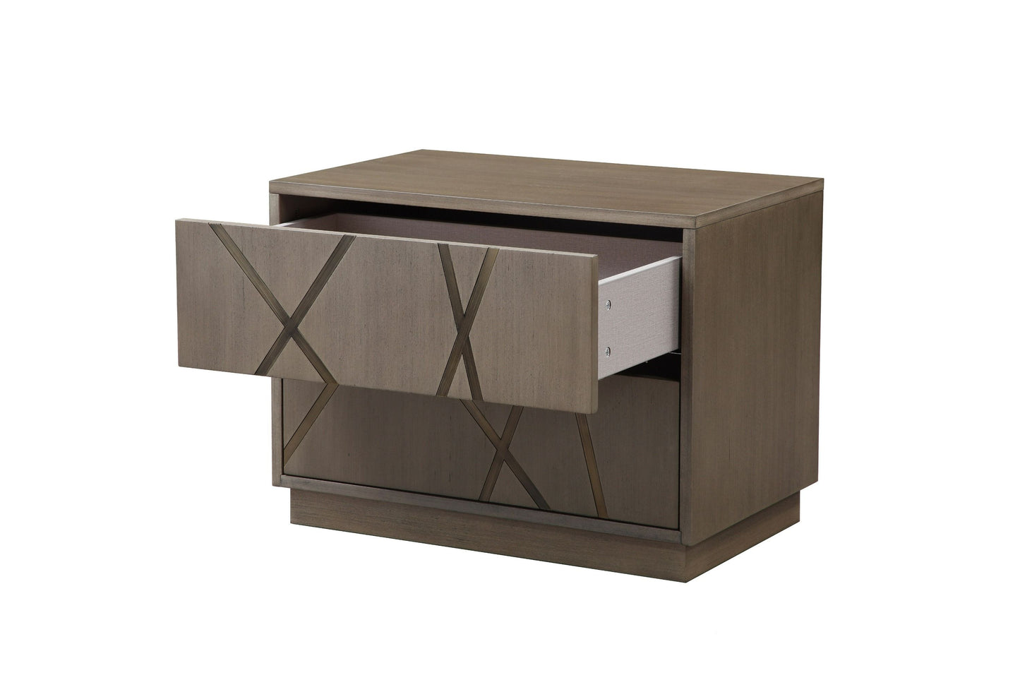 Modrest Nixa - Modern Beige Velvet + Brushed Bronze + Birch Bedroom Set