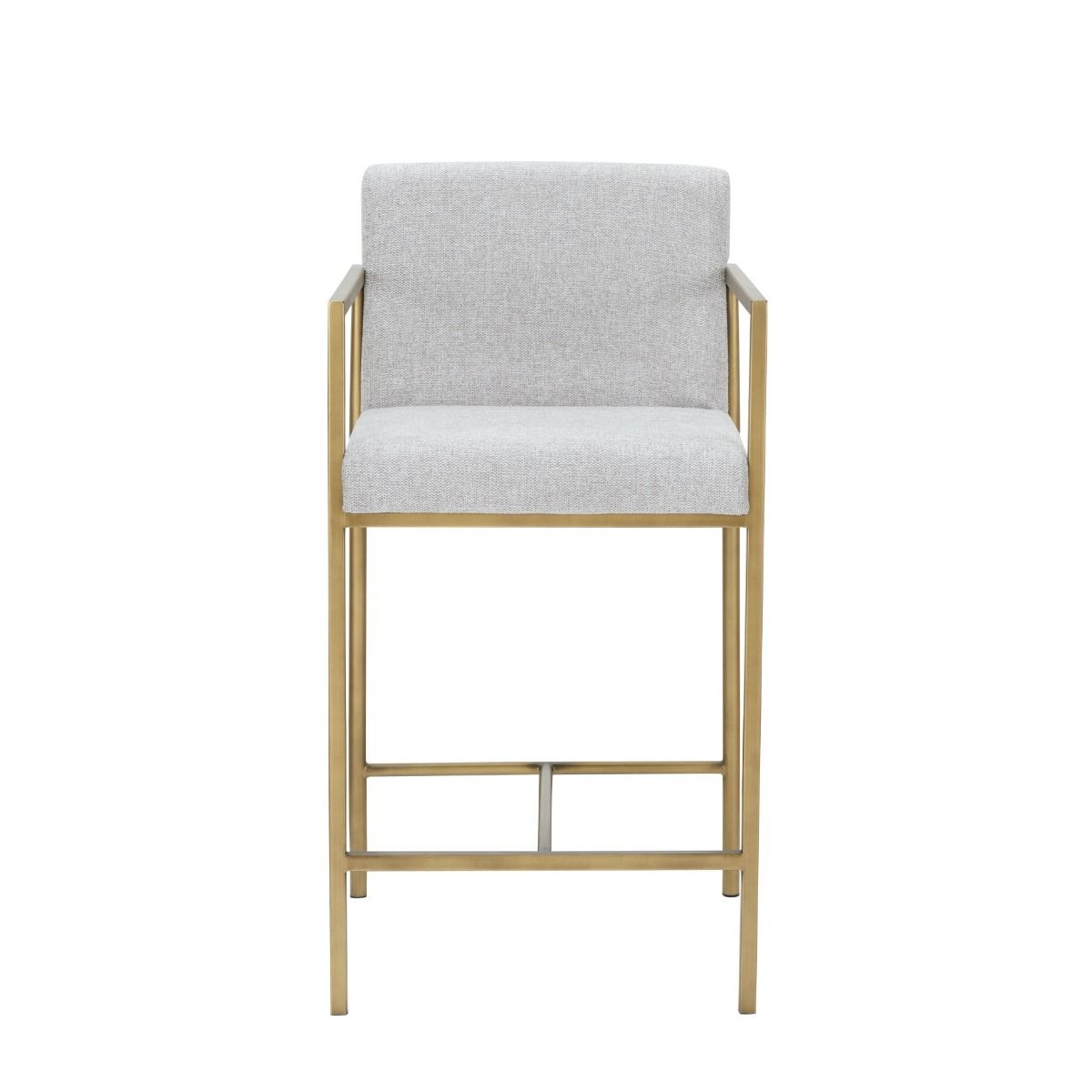 Burnham Counter Stool β Contemporary Design Off-White Fabric Upholstery with Brass Accents