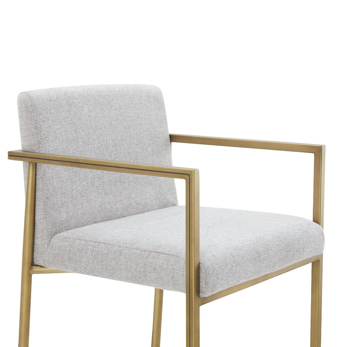 Burnham Counter Stool β Contemporary Design Off-White Fabric Upholstery with Brass Accents