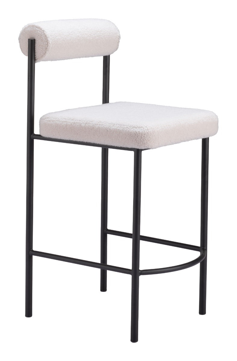 Livorno Counter Stool Set of 2 - Ivory Elegant and Comfortable Counter Stools for Contemporary Kitchens and Dining Spaces