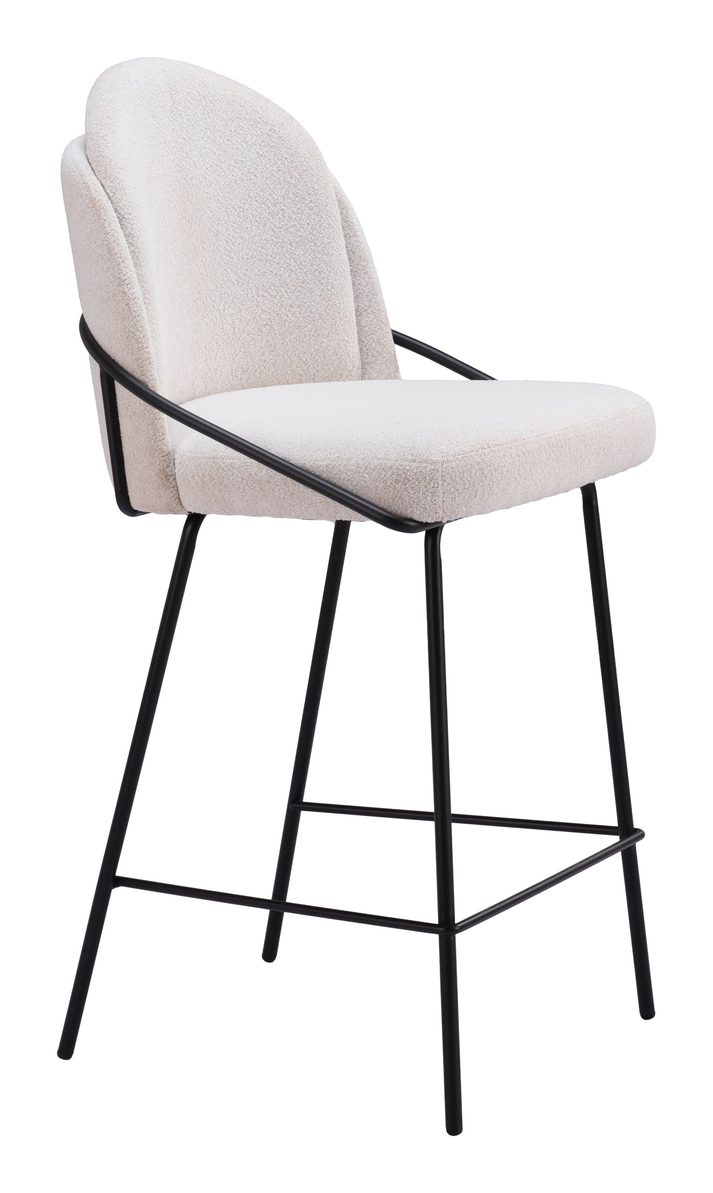 Jambi Counter Stool Set of 2 - Ivory Elegant and Comfortable Upholstered Stools for Modern Kitchens and Dining Spaces