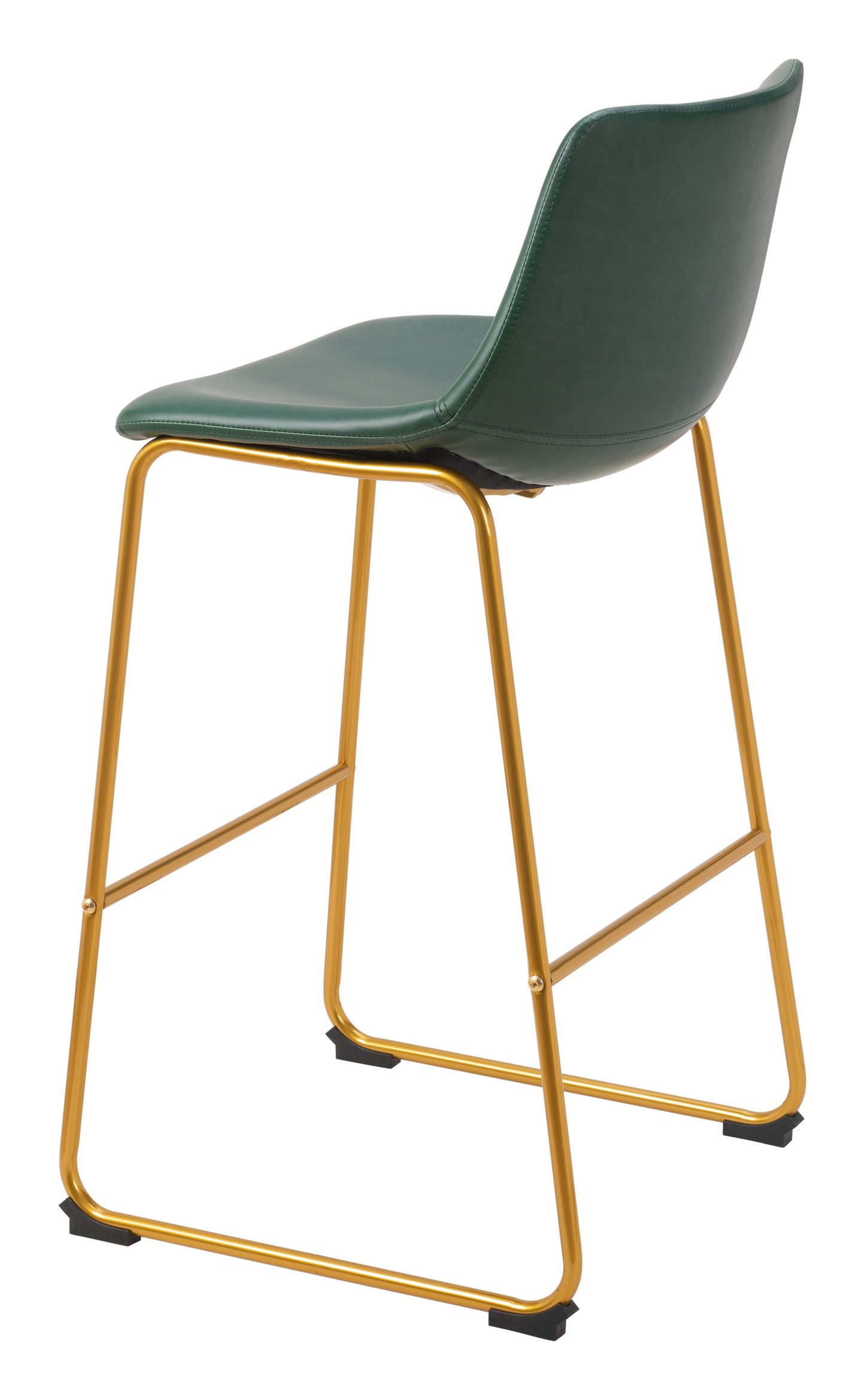 Augusta Barstool Set of 2 - Green & Gold Stylish and Modern Upholstered Barstools for Contemporary Kitchens and Bars