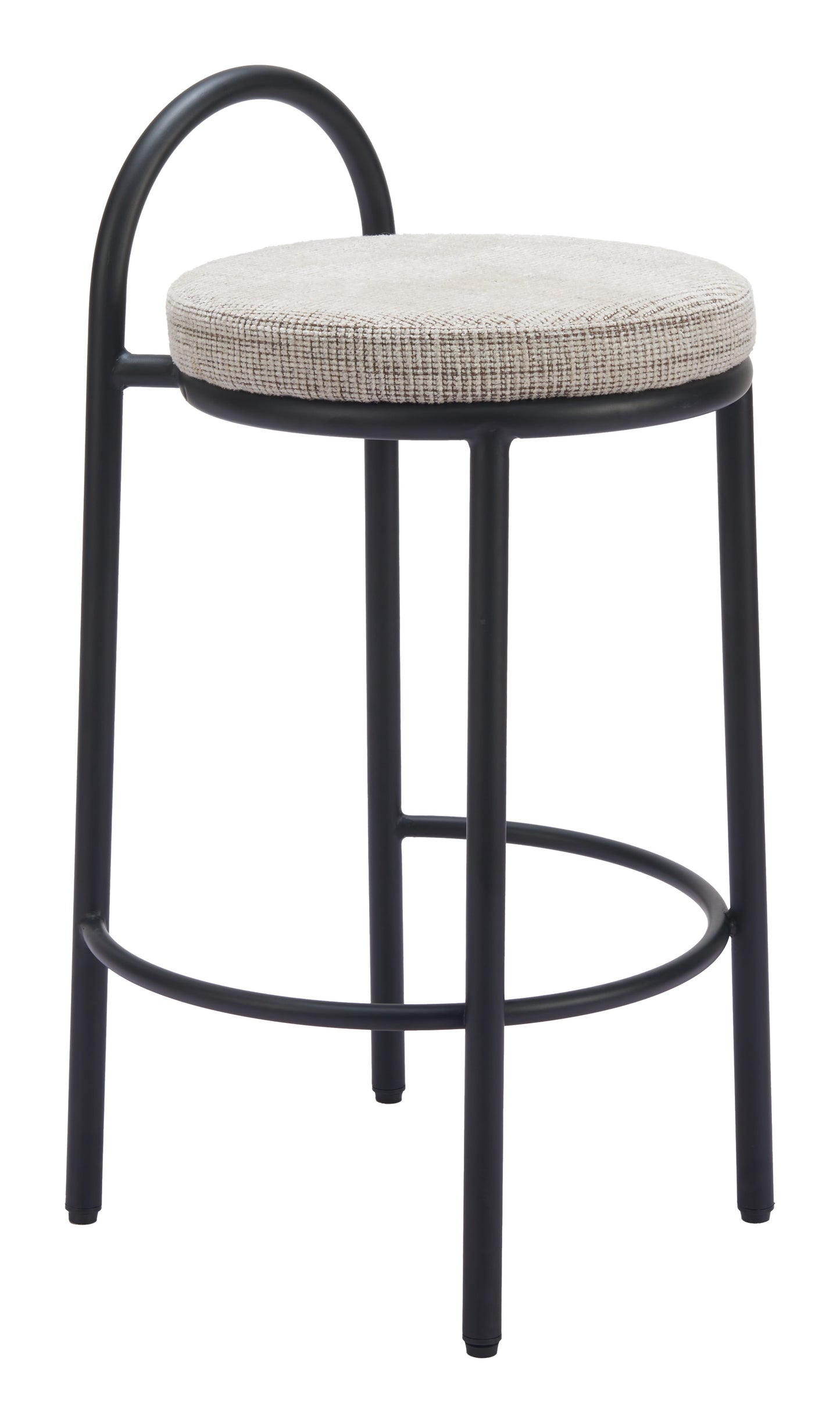 Sisal Counter Stool Set of 2 - Beige Tweed Stylish Upholstered Stools for Modern Kitchens and Dining Areas