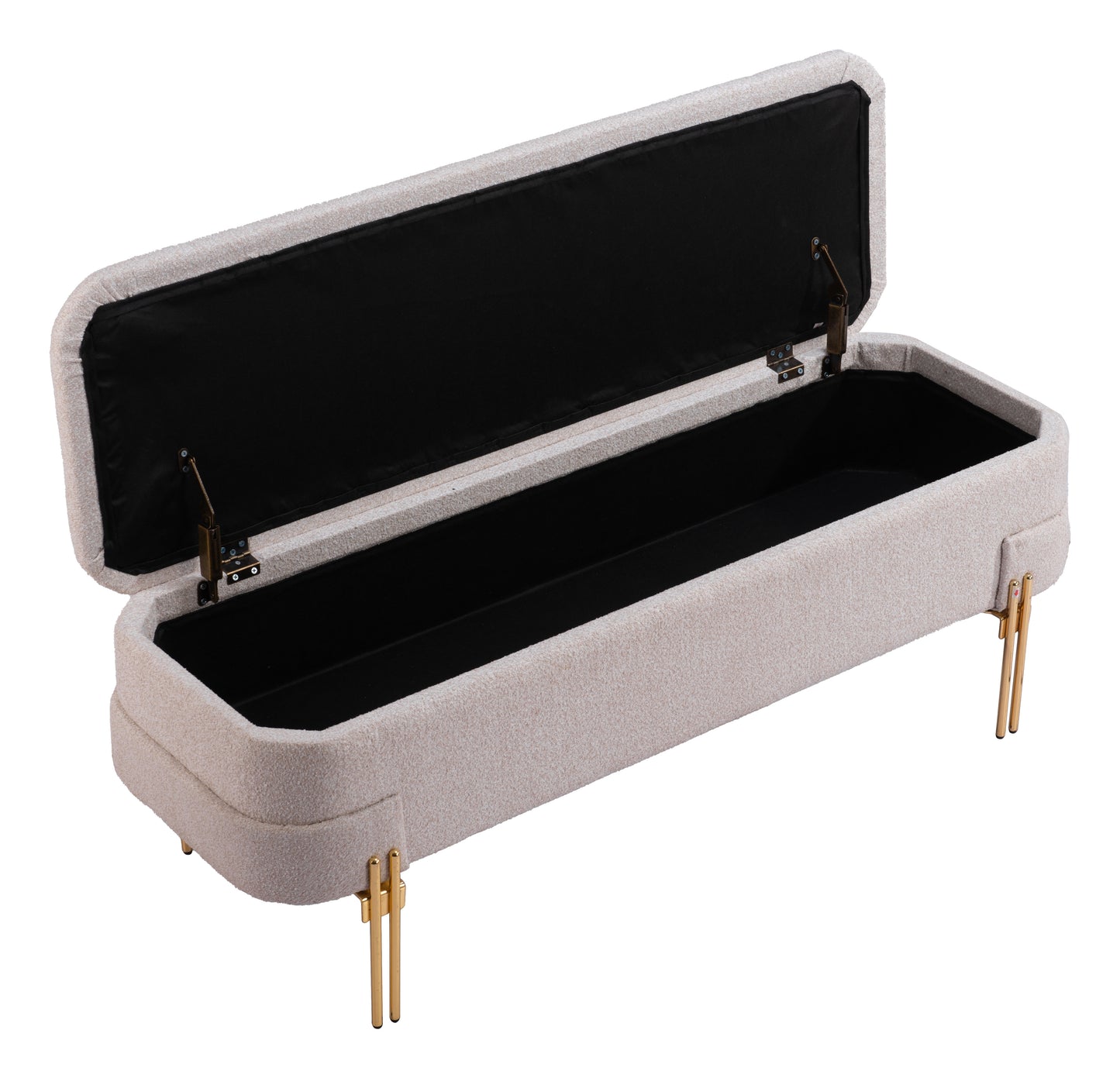 Lebreton Storage Bench - Oatmeal Beige Stylish and Functional Bench with Storage for Cozy Living Spaces