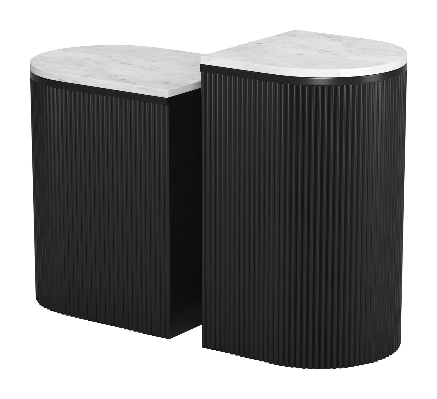Ormara Side Table Set (2-Piece) - White & Black Stylish and Modern Side Tables for Contemporary Living Rooms and Spaces