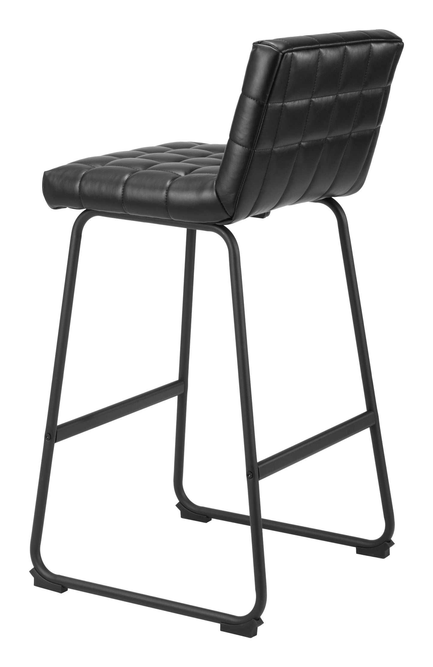 Pago Barstool Set of 2 - Black Sleek and Modern Upholstered Barstools for Contemporary Kitchens and Bars