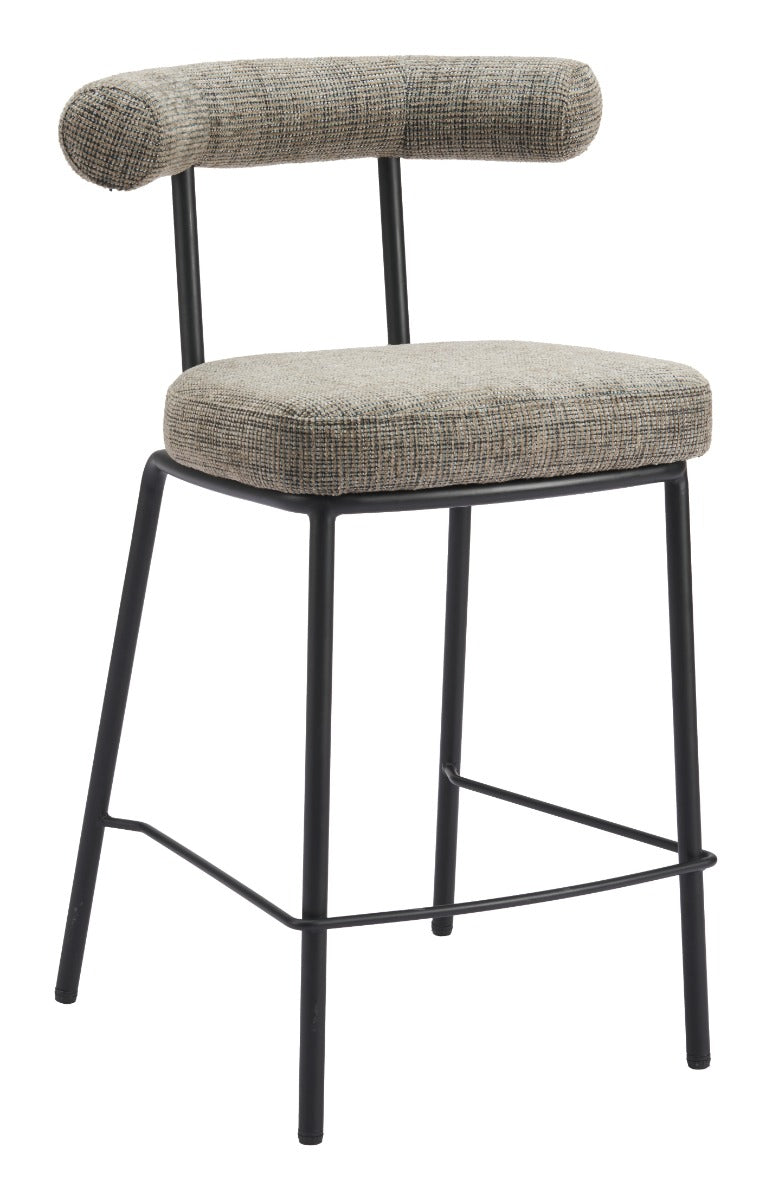 Kede Counter Stool - Green Tweed Stylish Upholstered Stool for Modern Kitchens and Dining Spaces