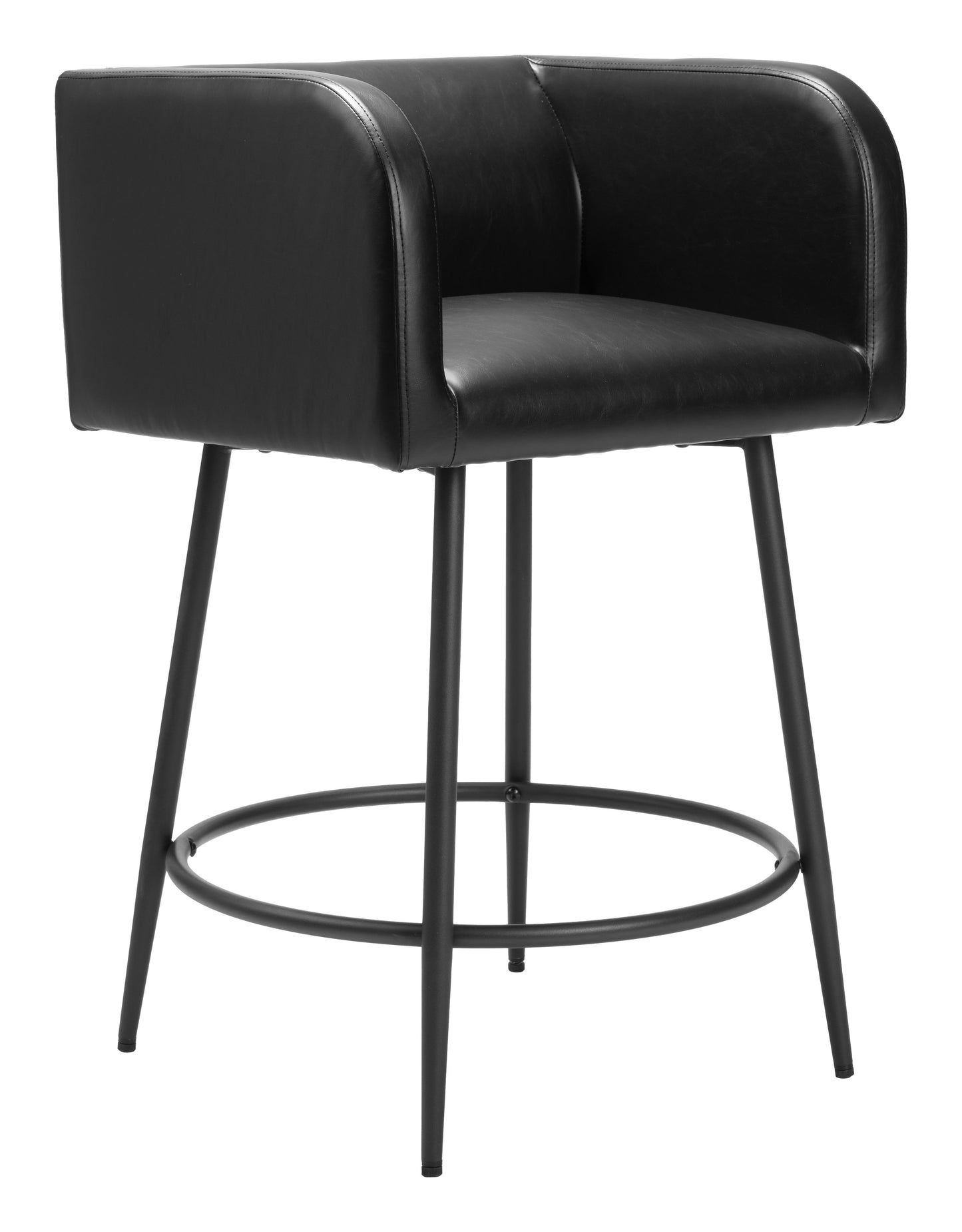 Horbat Counter Stool Set of 2 - Black Modern and Stylish Upholstered Stools for Contemporary Kitchens and Dining Spaces
