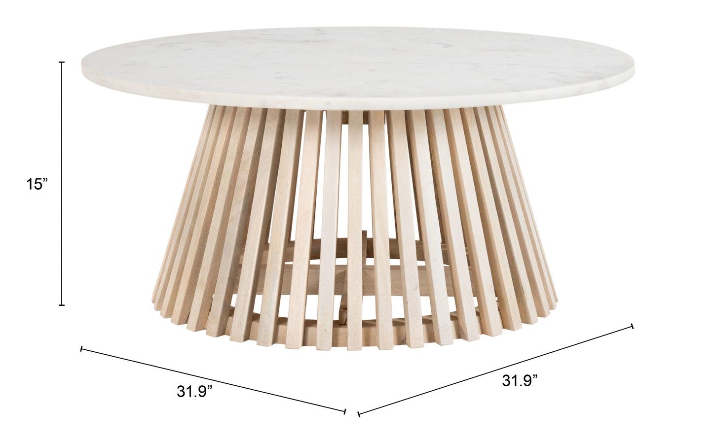 Mazara Coffee Table - White & Natural Stylish and Elegant Coffee Table for Modern Living Rooms