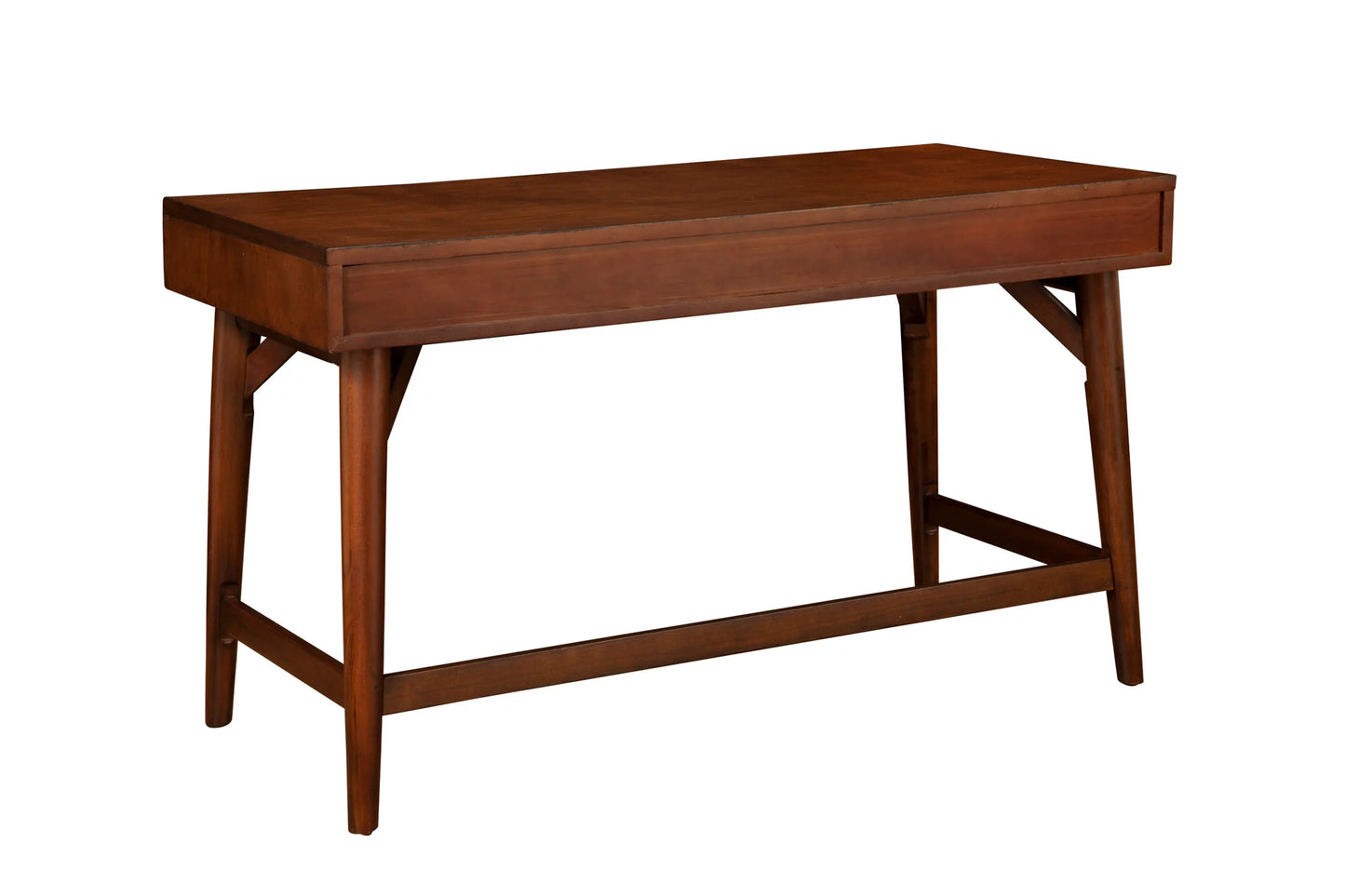 Flynn Large Desk in Rich Walnut - Mid-Century Modern Design with Three Felt-Lined Drawers and Elegant Tapered Legs for a Stylish Workspace