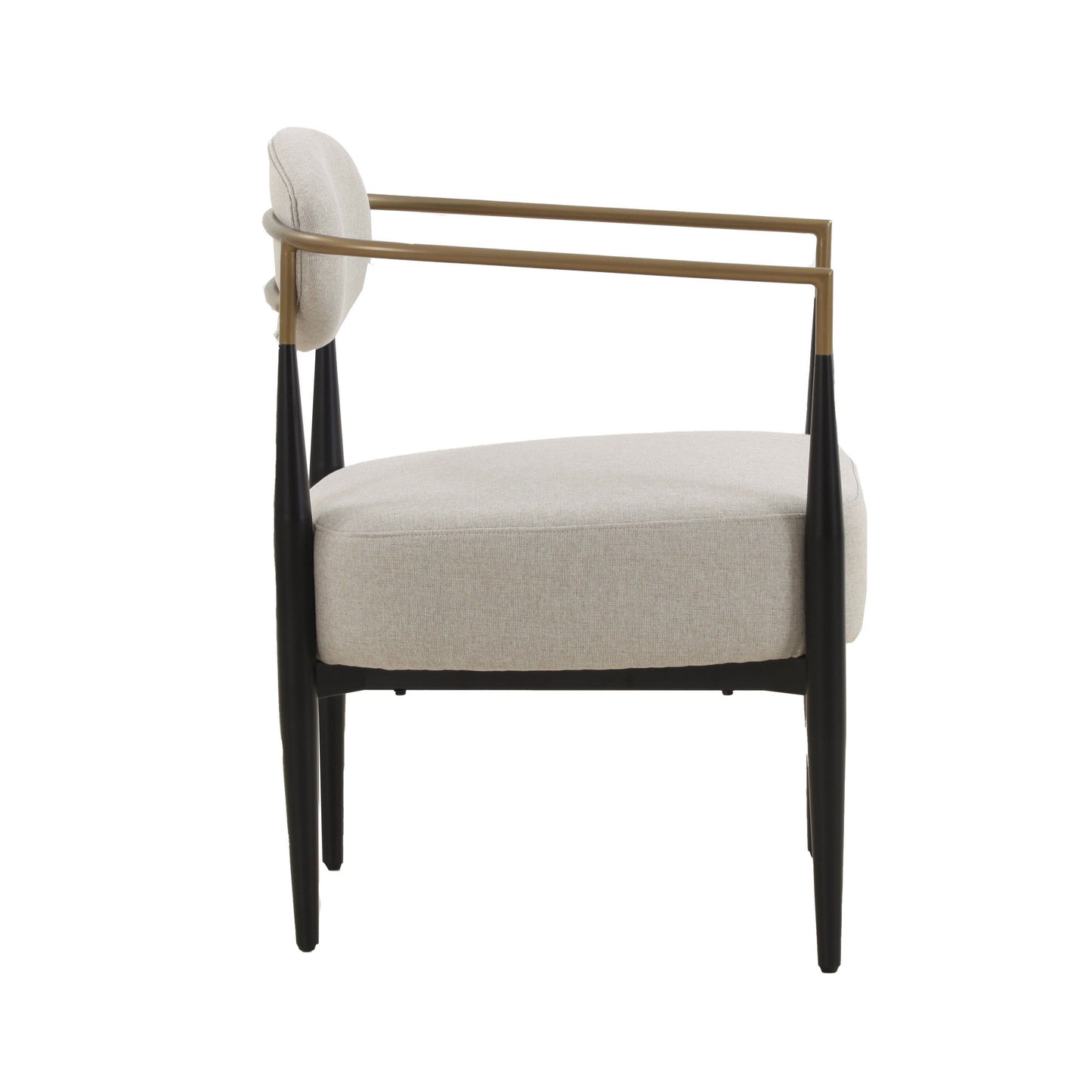 Liberty Modern Beige Fabric Black Gold Dining Chair