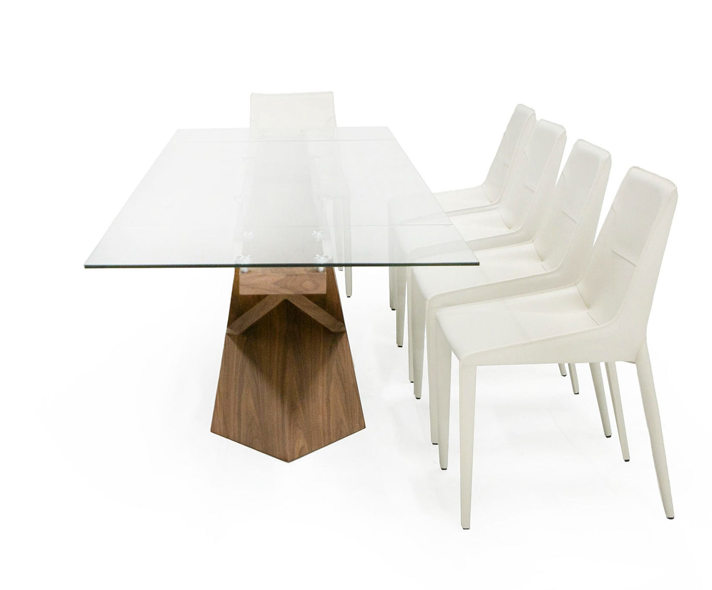 Modrest Scott - Modern Walnut and Glass Extendable 70.5"/106" Dining Table