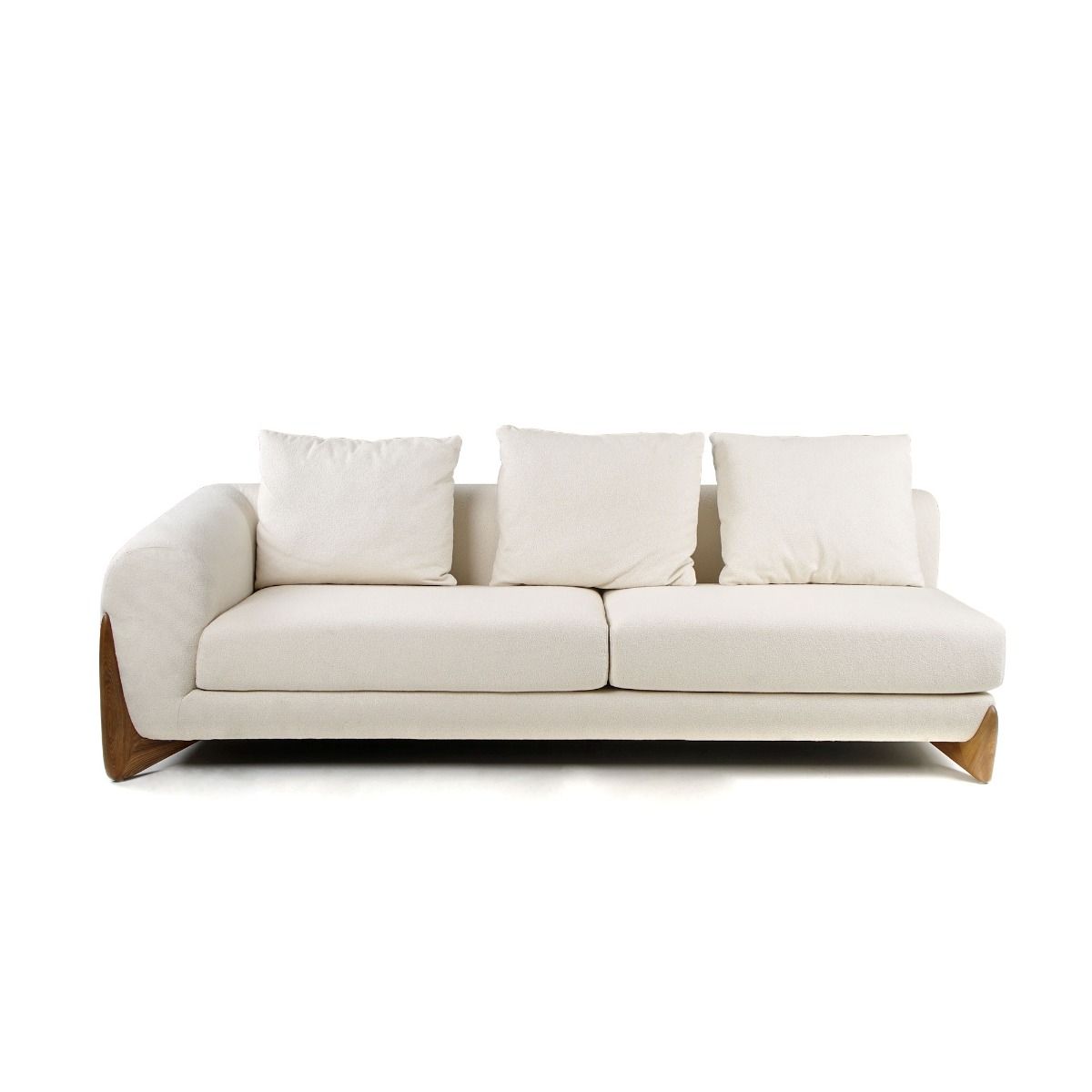 Modrest Fleury - Contemporary Cream Fabric and Walnut RAF Sectional Sofa