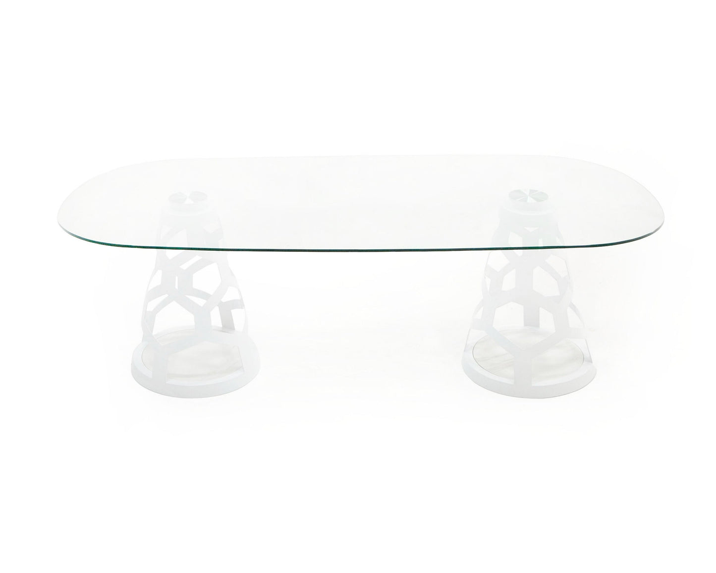 Modrest Lilly - Modern White and 15mm Glass Rectangular Dining Table