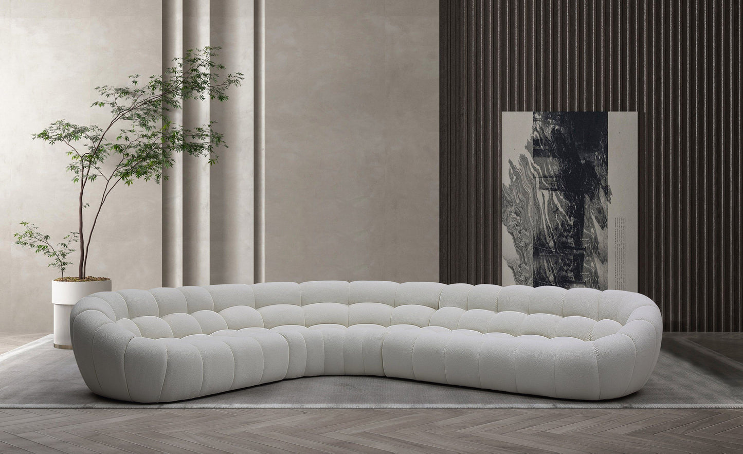 Divani Casa Yolonda - Off-White Fabric Sectional Sofa