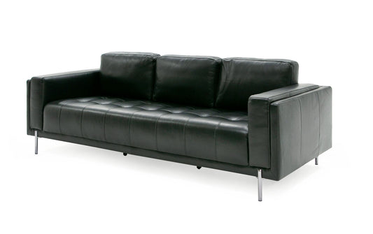 Divani Casa Schmidt Modern Black Leather Sofa β Sleek Contemporary Living Room Seating