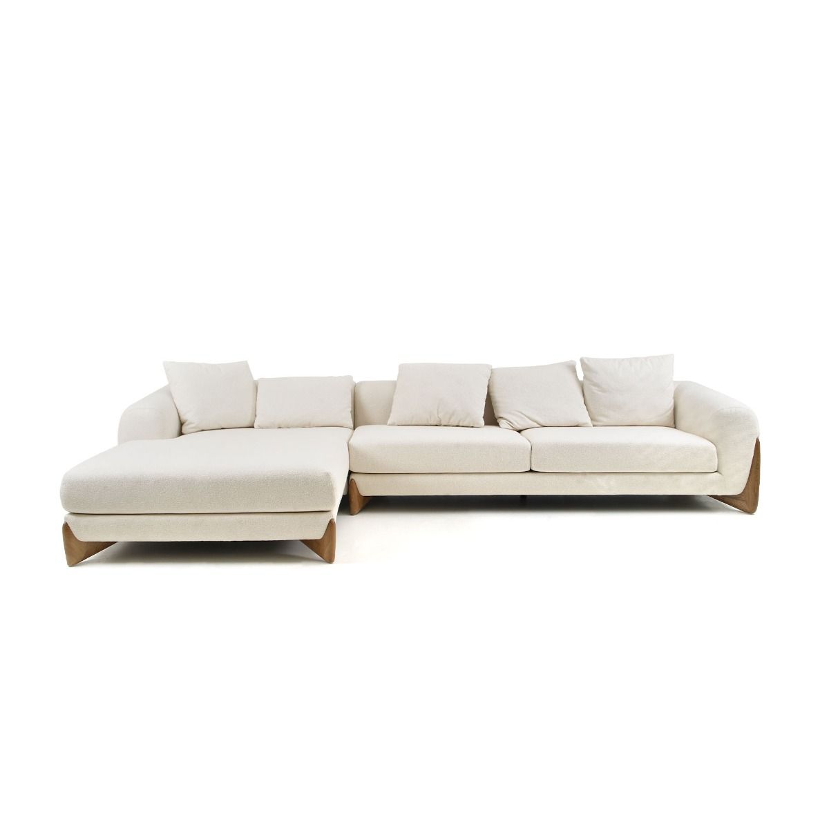 Modrest Fleury Contemporary LAF Sectional Sofa β Cream Fabric with Walnut Base