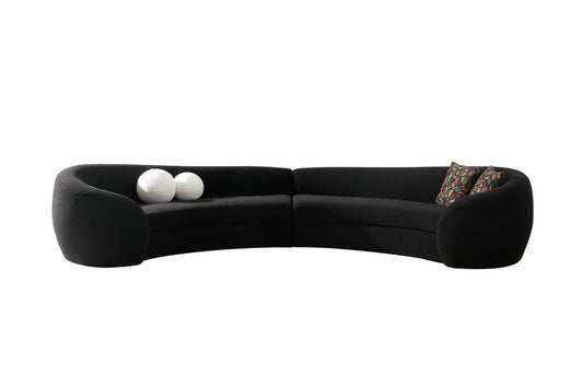 Modrest Kilmer Modern Black Curved Fabric Sectional Sofa β Stylish Contemporary Living Room Seating