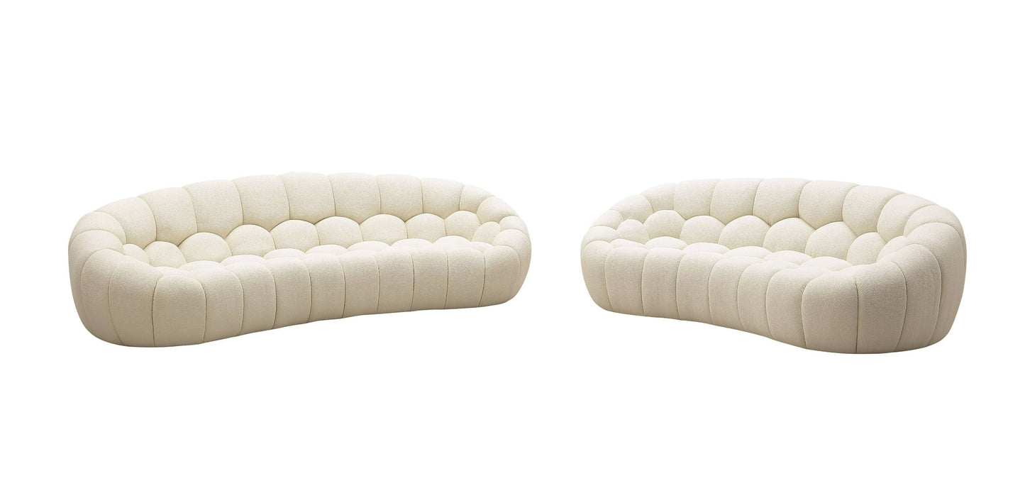 Divani Casa Yolonda - Modern Curved Off-White Fabric Sofa Set