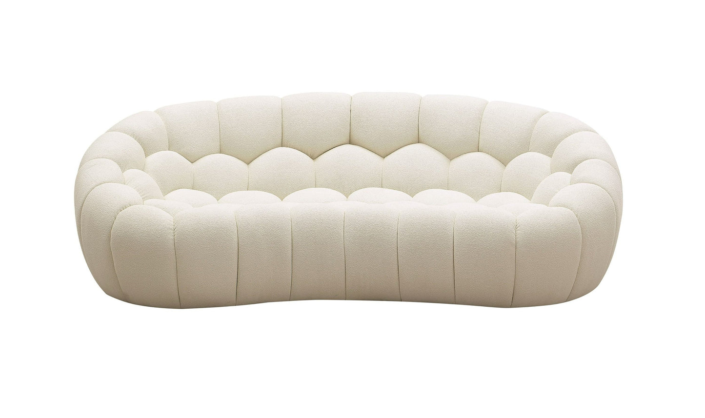 Divani Casa Yolonda - Modern Curved Off-White Fabric Loveseat