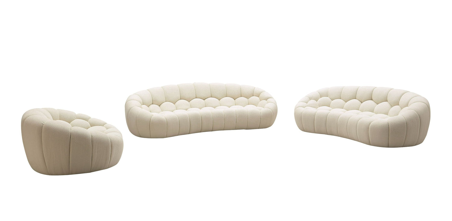 Divani Casa Yolonda - Modern Curved Off-White Fabric Sofa Set