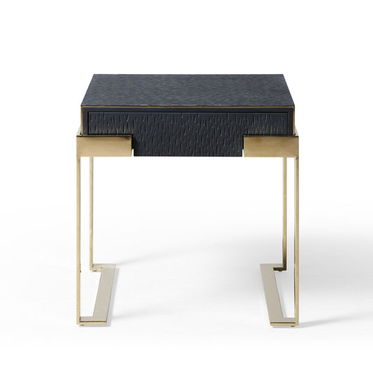 Modrest Rothsay Modern Wenge and Gold Nightstand for a Stylish and Elegant Bedroom Accent