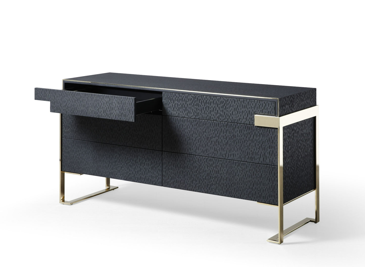 Modrest Rothsay Modern Wenge and Gold Dresser for a Sleek and Luxurious Bedroom Storage Solution