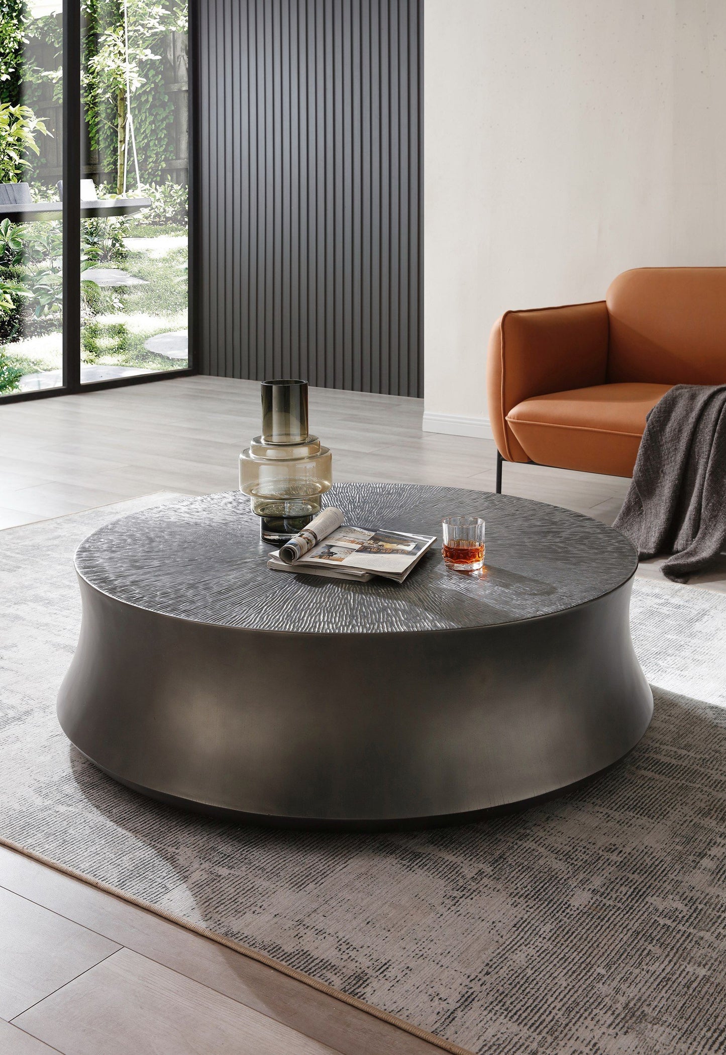 Modrest Airdrie Modern Antique Grey Round Coffee Table Set β Chic Contemporary Living Room Collection