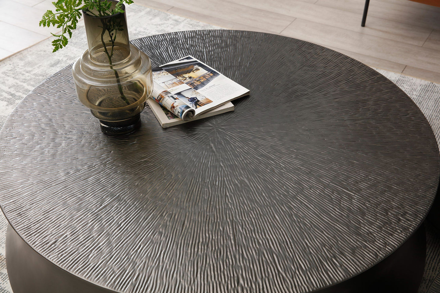 Modrest Airdrie Modern Antique Grey Round Coffee Table Set β Chic Contemporary Living Room Collection