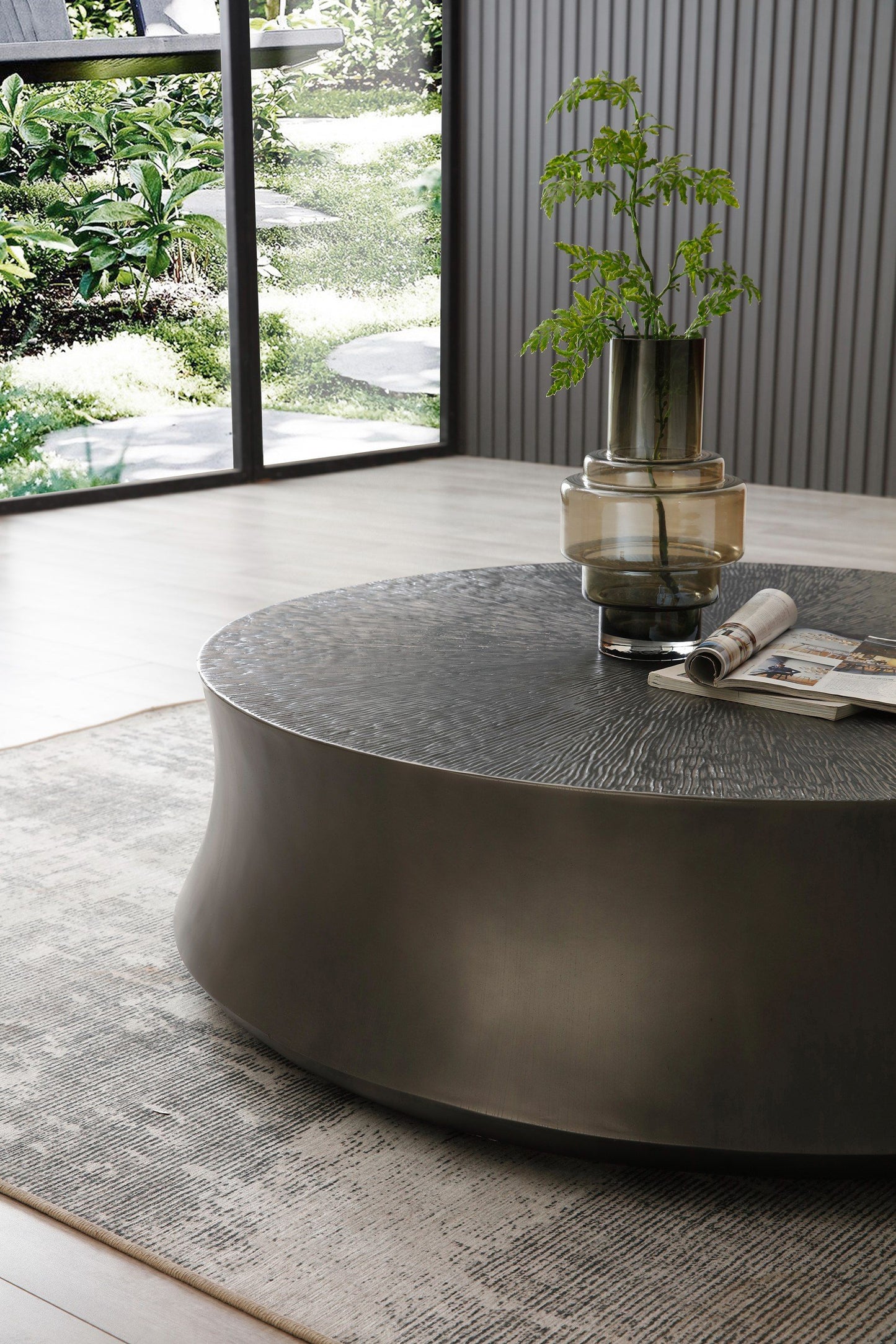 Modrest Airdrie Modern Antique Grey Round Coffee Table Set β Chic Contemporary Living Room Collection