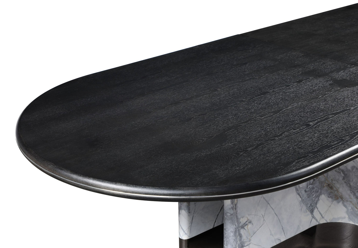Modrest Renfew Modern Black Oak and Faux Marble Oval Dining Table for Stylish and Elegant Dining Rooms