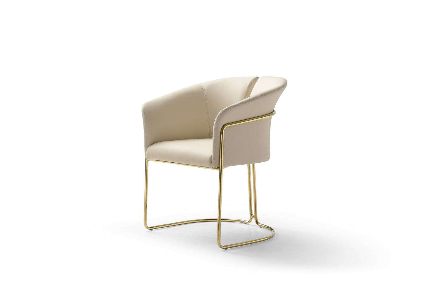 Modrest Renfew Modern Beige Vegan Leather and Champagne Gold Dining Chair for Elegant and Contemporary Dining Rooms