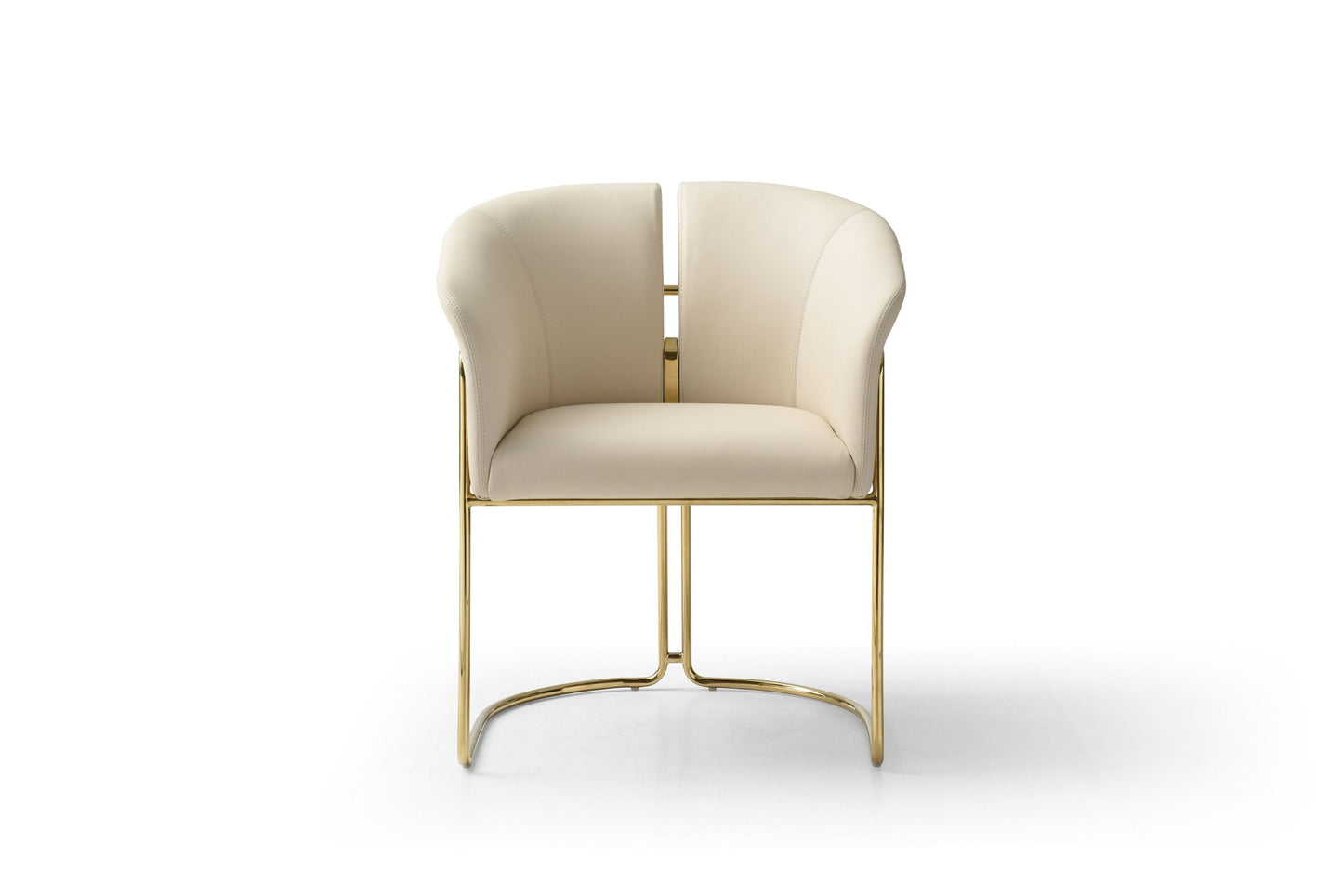 Modrest Renfew Modern Beige Vegan Leather and Champagne Gold Dining Chair for Elegant and Contemporary Dining Rooms