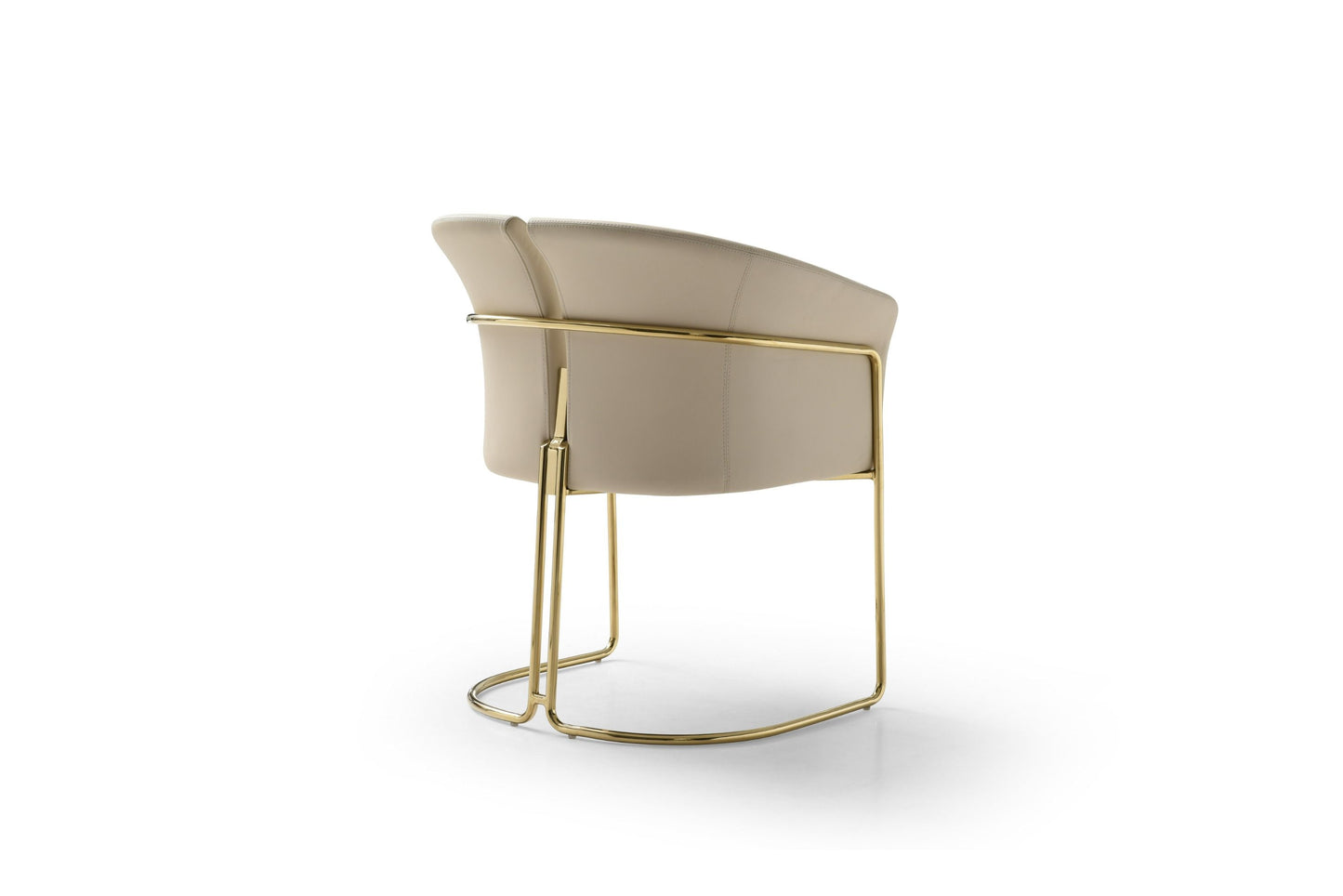 Modrest Renfew Modern Beige Vegan Leather and Champagne Gold Dining Chair for Elegant and Contemporary Dining Rooms