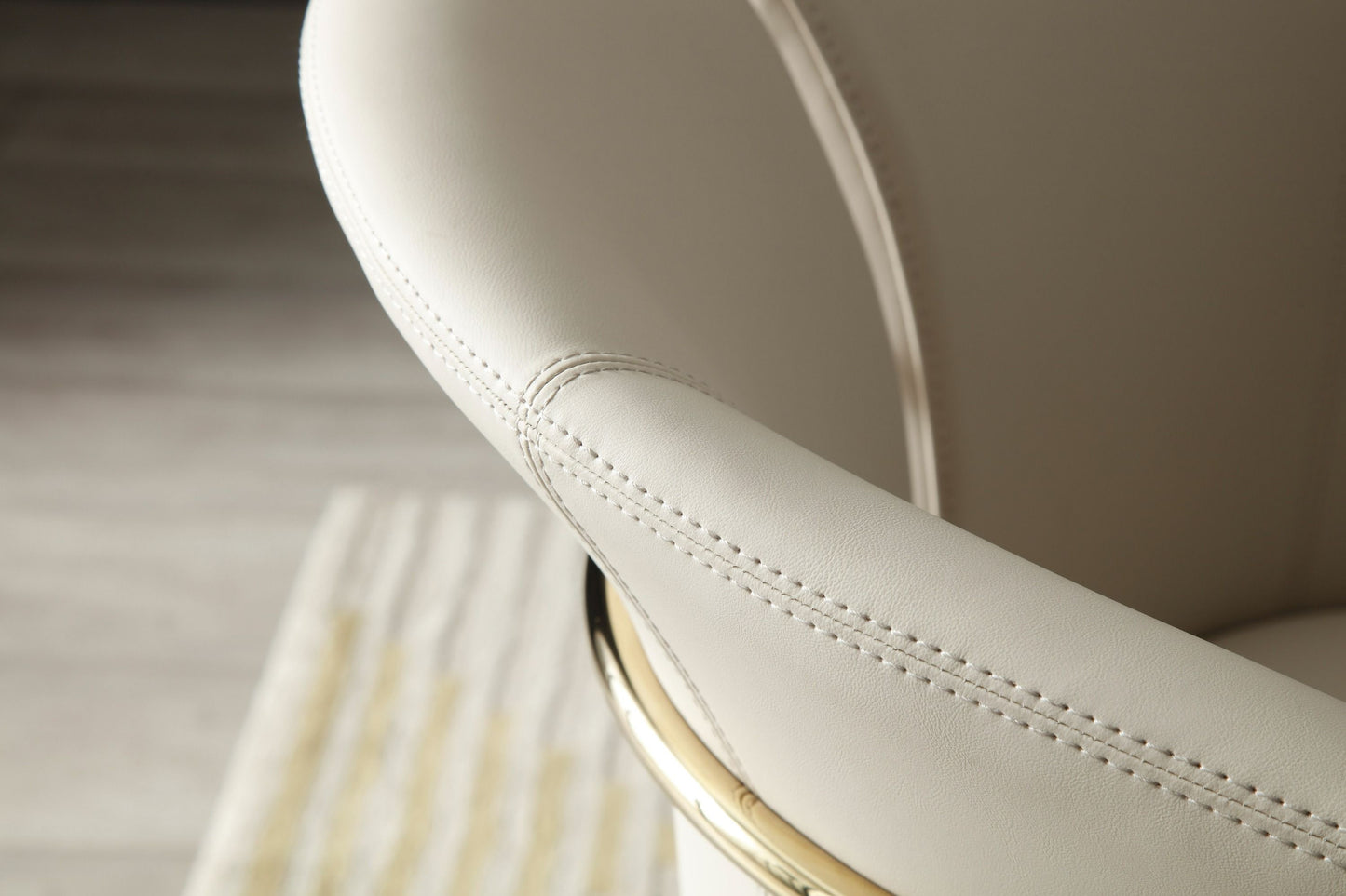 Modrest Renfew Modern Beige Vegan Leather and Champagne Gold Dining Chair for Elegant and Contemporary Dining Rooms