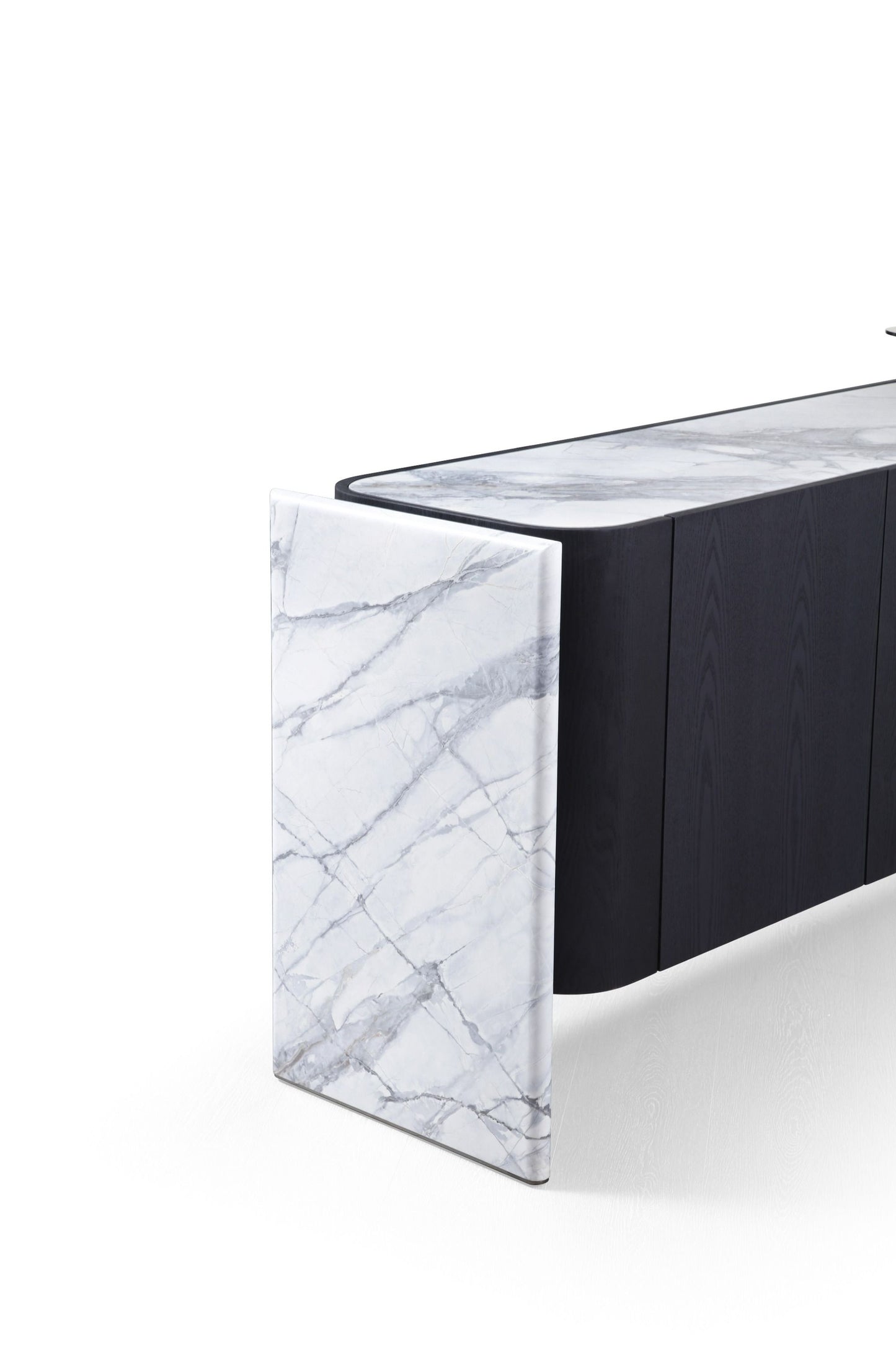 Modrest Broxburn - Modern Black Oak + Faux Marble Buffet