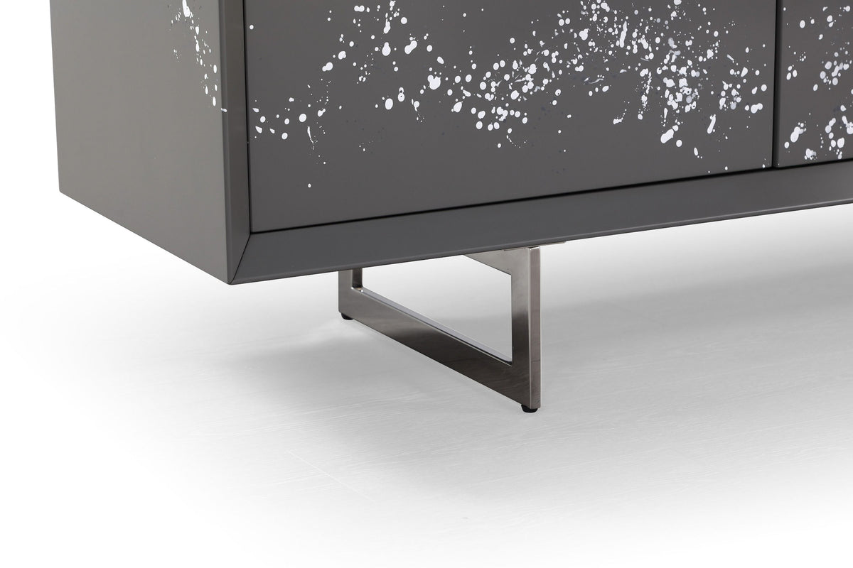 Hawick Contemporary Dark Grey and Abstract White Paint Buffet