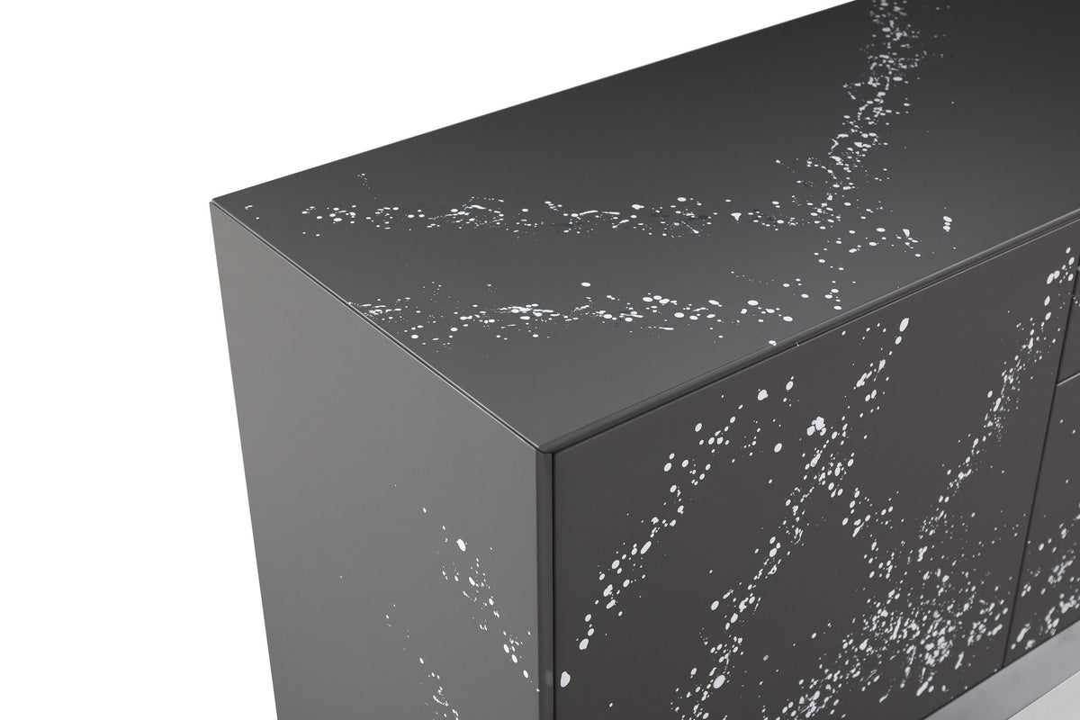Hawick Contemporary Dark Grey and Abstract White Paint Buffet