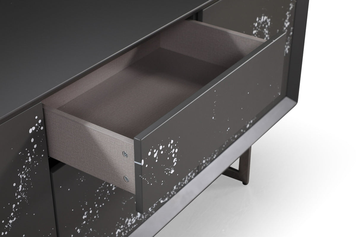 Hawick Contemporary Dark Grey and Abstract White Paint Buffet