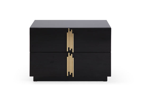 Modrest Token - Modern Black + Gold Wide Nightstand