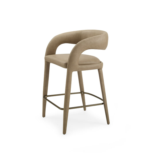 Modrest Faerron Modern Tan Leatherette Counter Chair - Sleek & Comfortable Bar Seating
