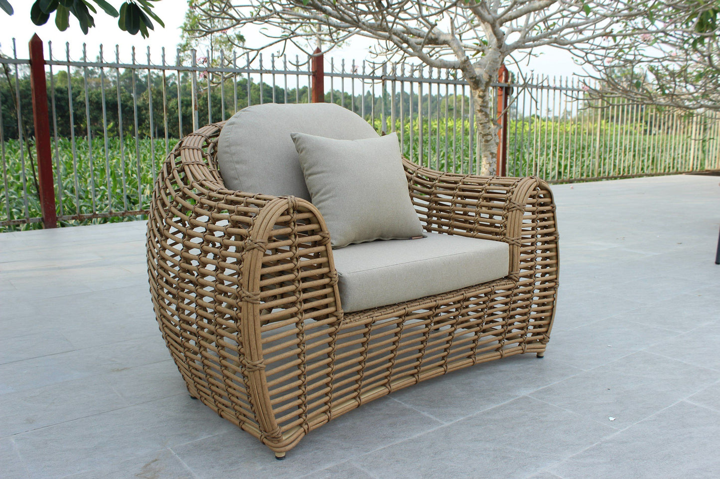 Sandra - Outdoor Beige + Wicker Sofa Set