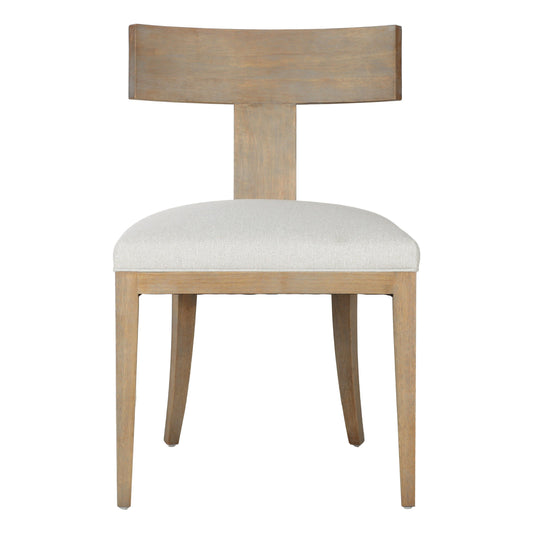 Modrest Fabien Mid-Century Modern Beige Linen and Wood Dining Chair Set of 2 for Stylish Dining Rooms